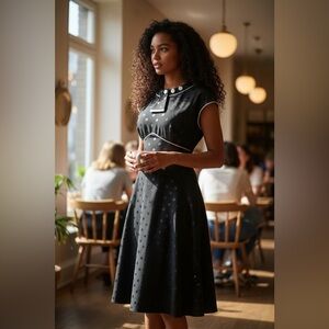 Stop Staring Polka Dot A-Line Dress, Black, Size Small, NWT